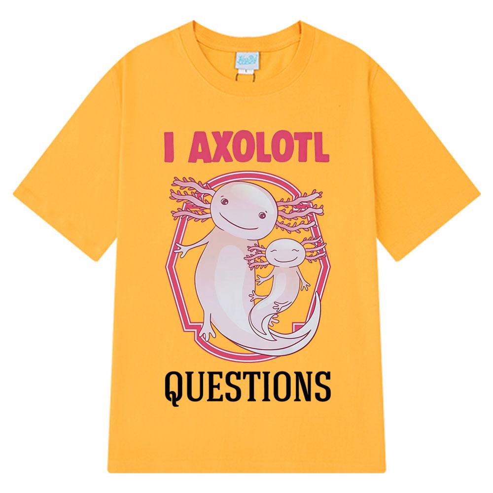 Ich stelle viele Axolotl-Fragen Retro Lustig Sommer Locker Lässig Hip-hop T-Shirt Übergroß Harajuku Herren Damen T-Shirts Streetwear