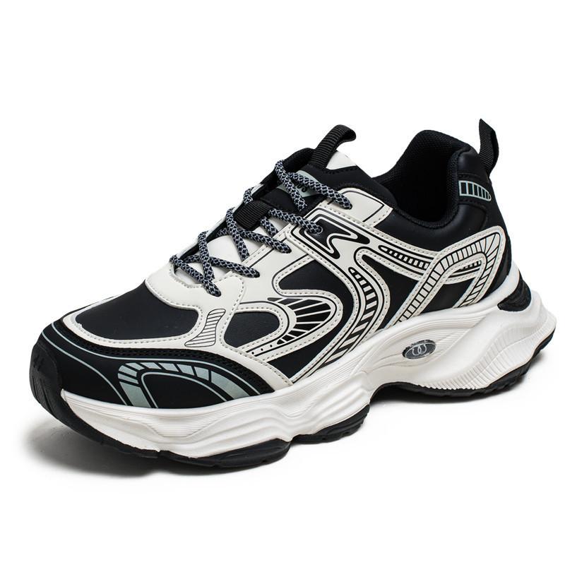 Autumn and winter new men's thick-soled heightening dad shoes, fleece and fleece warm cotton shoes, casual sports live broadcast men's shoes