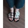 Sheepskin Version of Flower Flat Bottom One-word Slippers Women's Summer Wear Holiday Beach Open-toed Cold Slippers