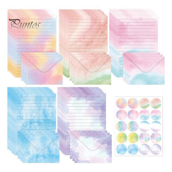 Decorative Writing Paper for Letters Watercolor Letterhead Set, Envelopes Letter And Stickers Handwritten Blessing Note Cards Kit, Correspondence