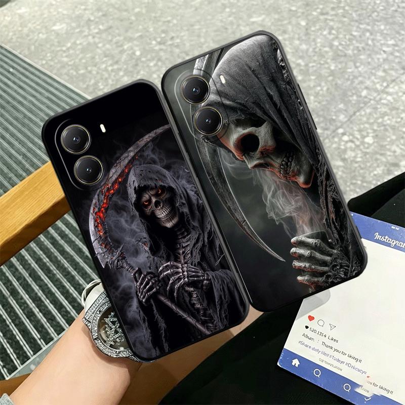 Death Grim Reaper Skull Scythe Soft Phone Case for Xiaomi Poco X5 X6 X7 X8 Pro Max X3 F7 F8 Ultra M8 M7 M6 M5 Redmi 15 15C 14C 1