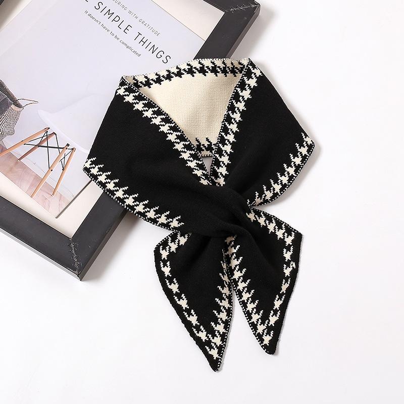 

Knitted Scarf for Women Autumn and Winter New Neck Scarf Small Neck Scarf Thickened Warm Houndstooth Scarf 100*12CM