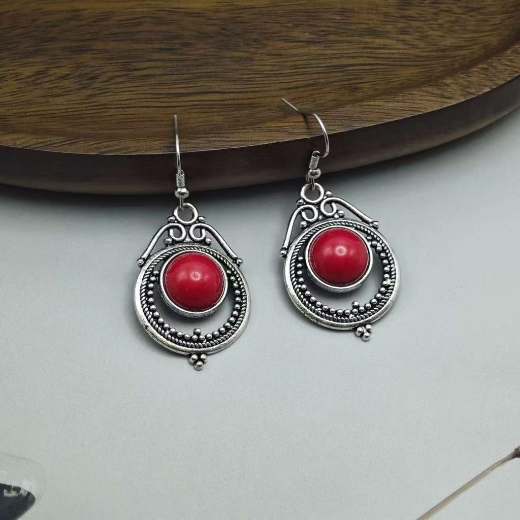 Bohemian Pop Round Vintage Long Earrings Fashion Creative Bells Turquoise Black Earrings Women