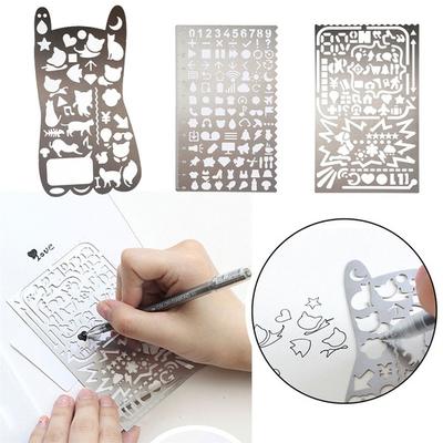 Portable Stainless Steel Stencils Hollow Ruler Travel Diary Notebook Drawing DIY Tool