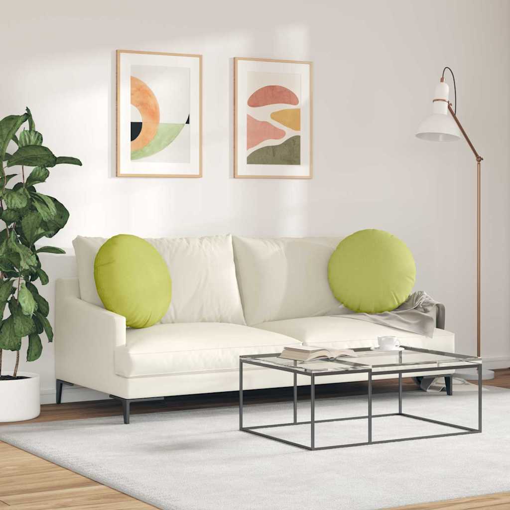 Seat Cushion Set 2 Pcs Light Green Ø50 X 19 Cm Fabric