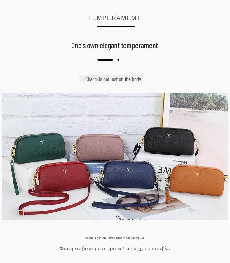 Γνήσιο Δερμάτινη Γυναικεία Τσάντα Crossbody - Νέα Μόδα Δερμάτινη Τσάντα Ώμου για Κινητό, Μεγάλη Τσάντα-Πορτοφόλι με Υφή Λίτσι, Μικρή Γυναικεία Τσάντα