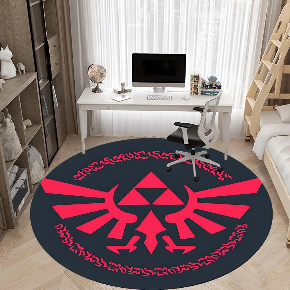 1pc Legend of Zelda Symbols Office Round Area Rug, Under Office Chairs Bedroom Living Room Home Decor  a1016242