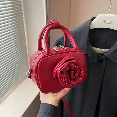 3D Flower PU Square Shoulder and Crossbody Bags High Quality Luxury Sense Personality Bags for Women