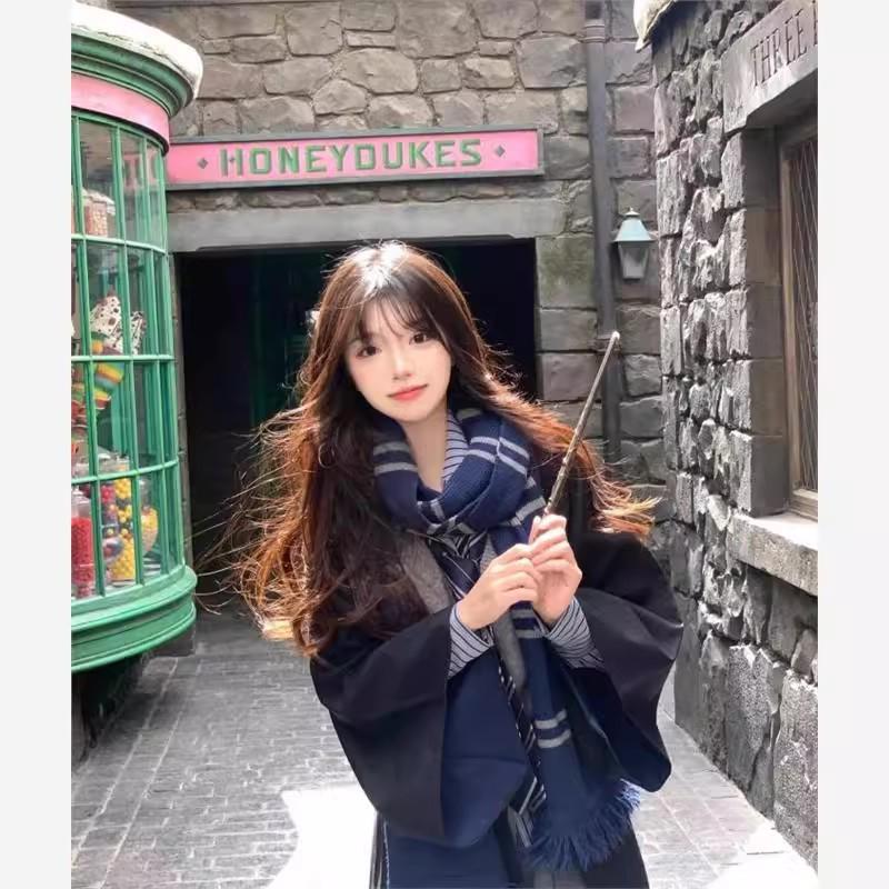 US Edition Double-Layer Striped Harry Potter Four Houses Oversized Winter Scarf - In Stock