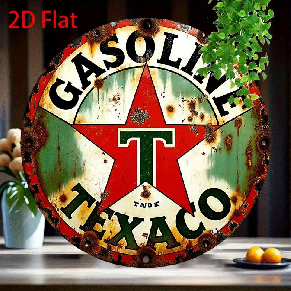 

Vintage Texaco Gas Sign. 8x8 inch aluminum with rust stars for garage, bar or kitchen. чистый