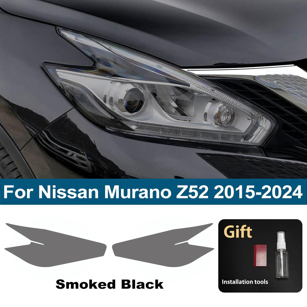 For Nissan Murano Z52 2015-2025 Smoke Black High-Gloss TPU Headlight PPF Film Pre-Cut Anti-Scratch Protective Vinyl Wrap Film