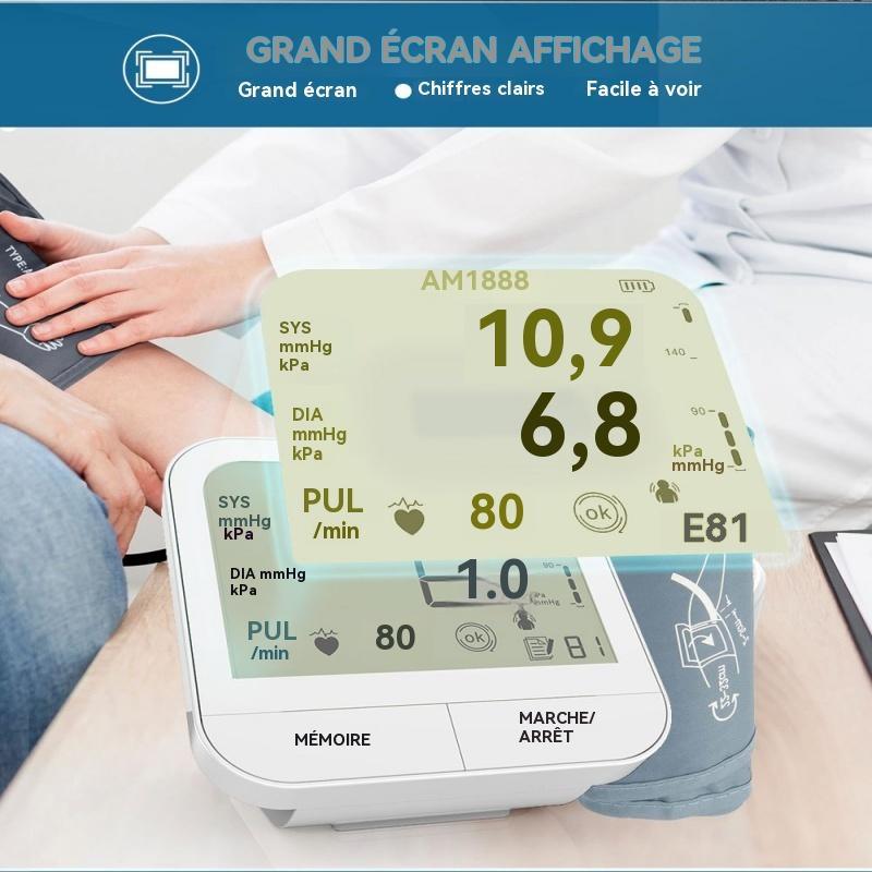 Misuratore di Pressione Elettronico da Braccio Superiore ad Alta Precisione Grado Medico Completamente Automatico con Ampio Schermo per Uso Domestico Anziani