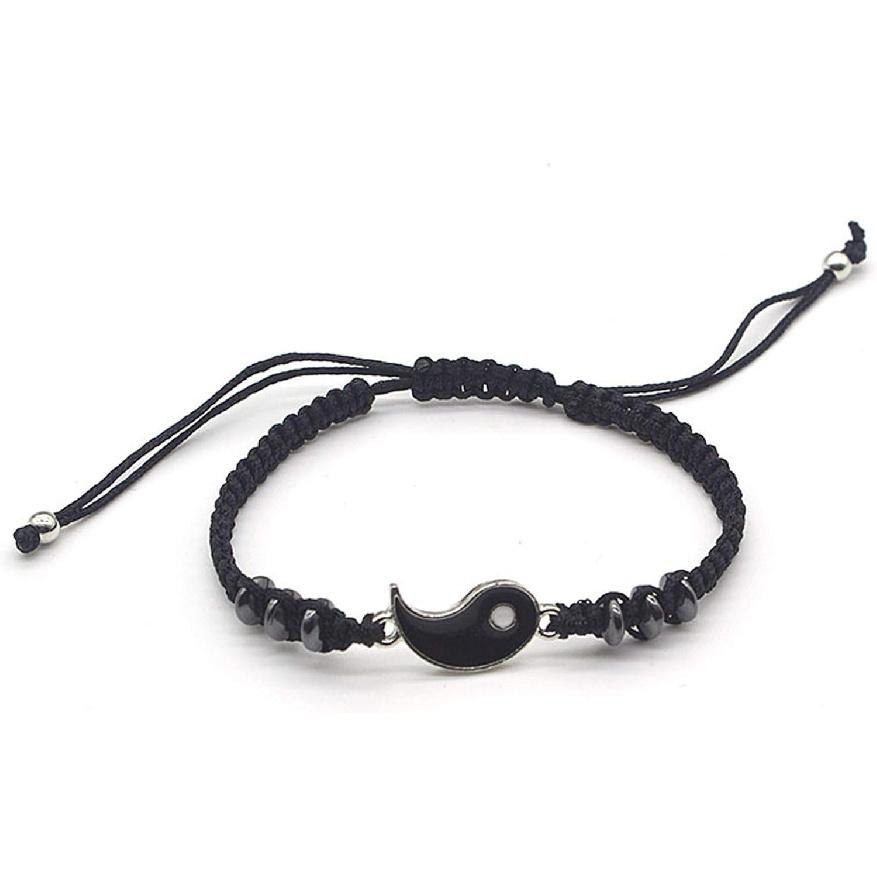 2-4Pcs Yin Yang Tai Chi Beads Infinity Braided String Rope Bracelets Handmade Waterproof Adjustable Cord Strand Bracelet for Men Women Friend Couple