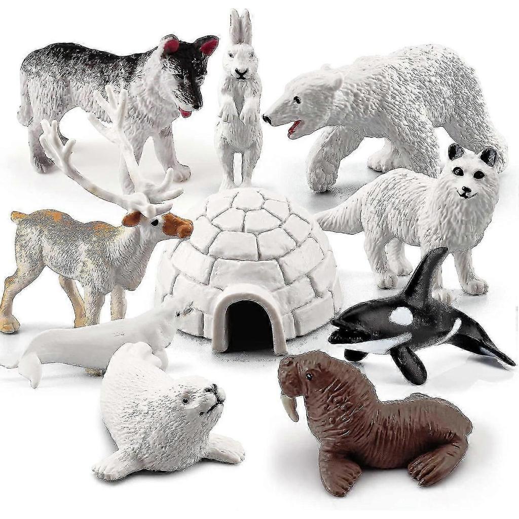 Set di 10 Figure Realistiche di Animali Polari: Mini Giocattoli Artici per Regali Educativi nel Regno Unito