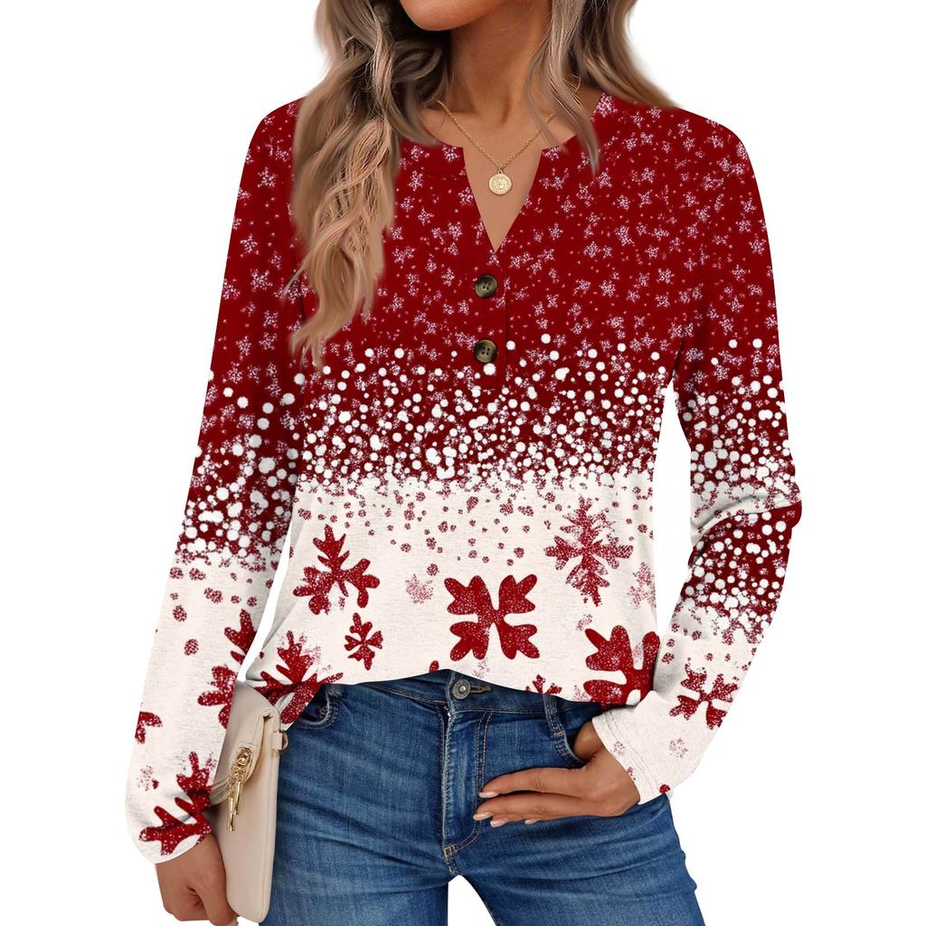 Women's Printed Long Sleeve Shirts Elegant Casual Tops Trendy Shirts Tops