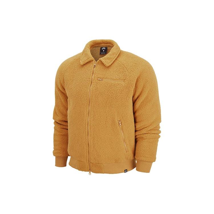 Nike SB Sherpa Casual Zipper Design lapel Skateboard Jacket Yellow Men s DM0873-712 XS