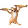 Moin Moin Cat Figurine 36cm W X 25cm H X 17cm Perfect for Small Dish or Cute Cat Design In Brown and Gold 2304fig29 Ornament, D, Organizer, (Brown)