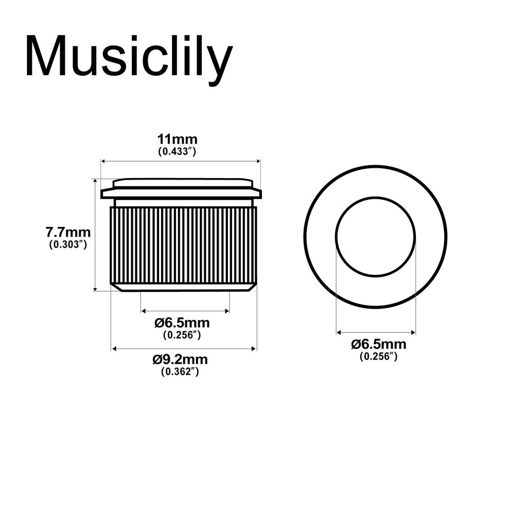 Musiclily Ultra Brass Vintage Style Guitar Tuning Peg Bushings for Fender Electric Gold of 9.2mm Guitars, (Set 6)