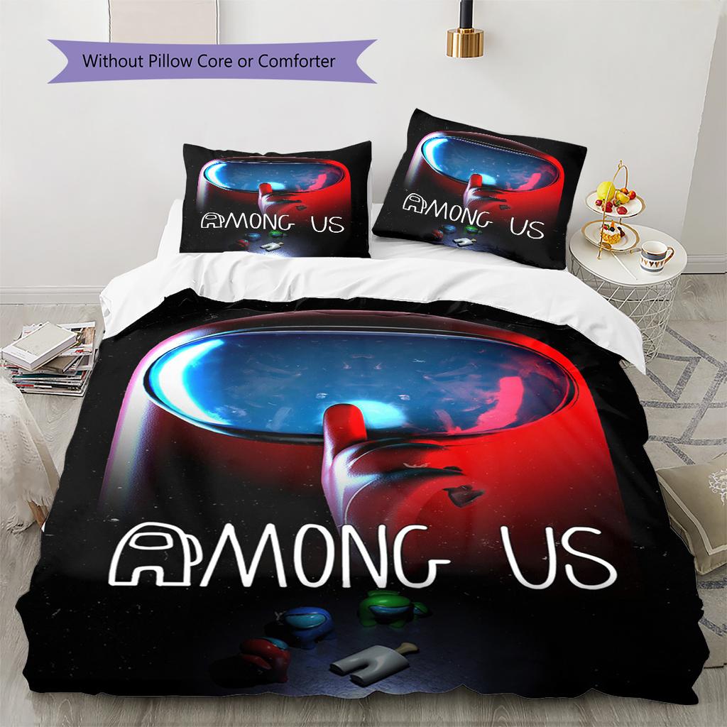 Among Us Pattern Bedding,Quilt Set Quilt Cover Pillowcase Home Birthday Gift (1 * Duvet Cover + 2 * Pillowcase, Without Core)