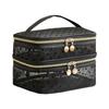 Double-Layers Black Mesh Cosmetic Bag Travel Portable Large-Capacity Makeup Case Organizer Storage Pouch Zipper Toiletry Bags