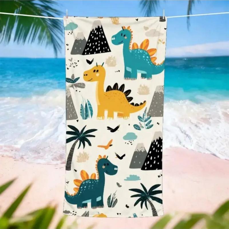 

1pc Dinosaur Theme Adventure Day Beach Towel, Paper Art Festival Beach Towel, Soft, Absorbent, Quick-drying, Dinosaur Era W40*H60(CM)
