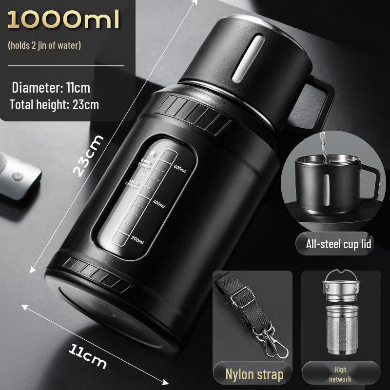 FAWLES Large Capacity Double-Layer Drop-Resistant Glass Water Bottle