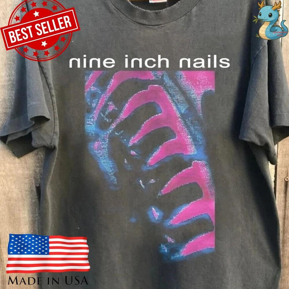 Nine Inch Nails T-Shirt NIN Rock Band Graphic Black Tee Repint Unisex T-Shirt S