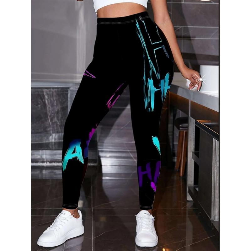 2026 Womens High-Waist Printed Yoga Leggings Casual Slim Fit Activewear Pants