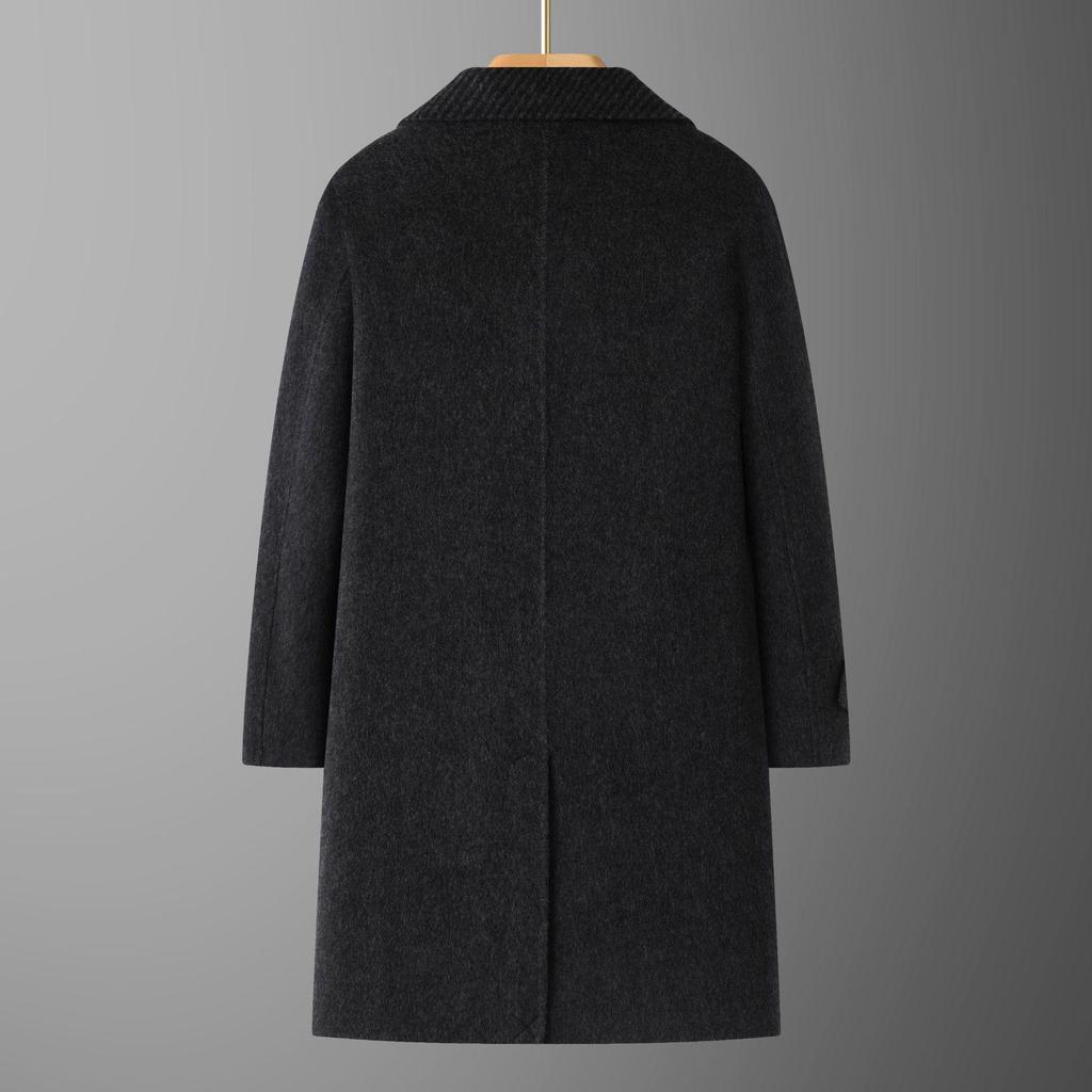 Men's Wool Double-Faced Mid-Length Trench Coat - 2025 Autumn/Winter Collection