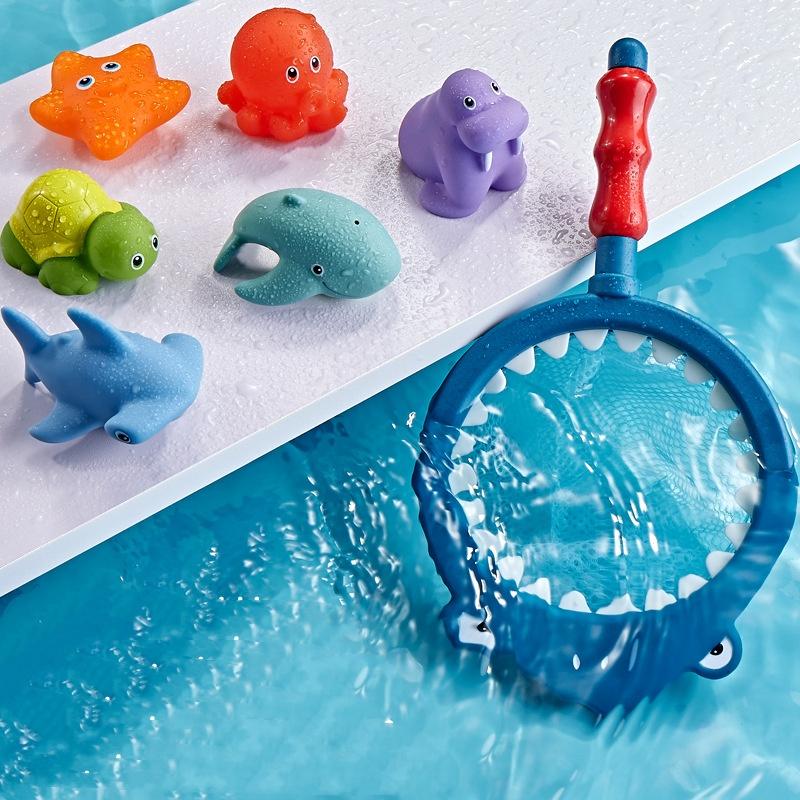 Baby Bath Toy Net Fishing Floating Children's Animal Cartoon Image Knead Happy Floating Water Toy Gift For Bathtub Pool Beach
