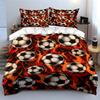 Fiery Soccer Ball With Flame Pattern 3Pcs Bedding Set Soft Microfiber Bedding Set For Sports Lovers Teen Bedroom