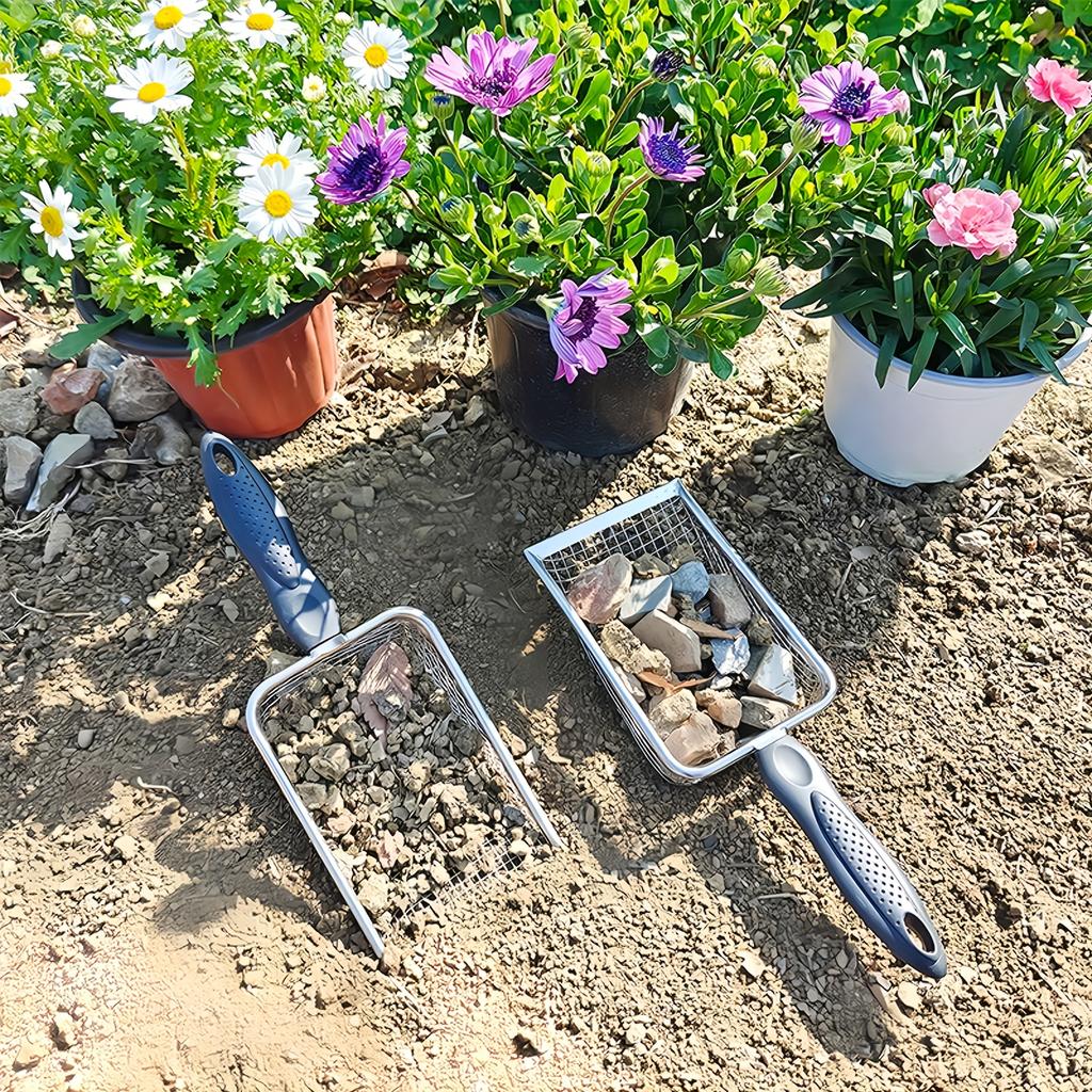 1/2pcs Stainless Steel Small Hole Filter Gardening Shovel Outdoor Beach Net Shovel Beach Vacation Shell Toy Game Soil Flipping Net Shovel