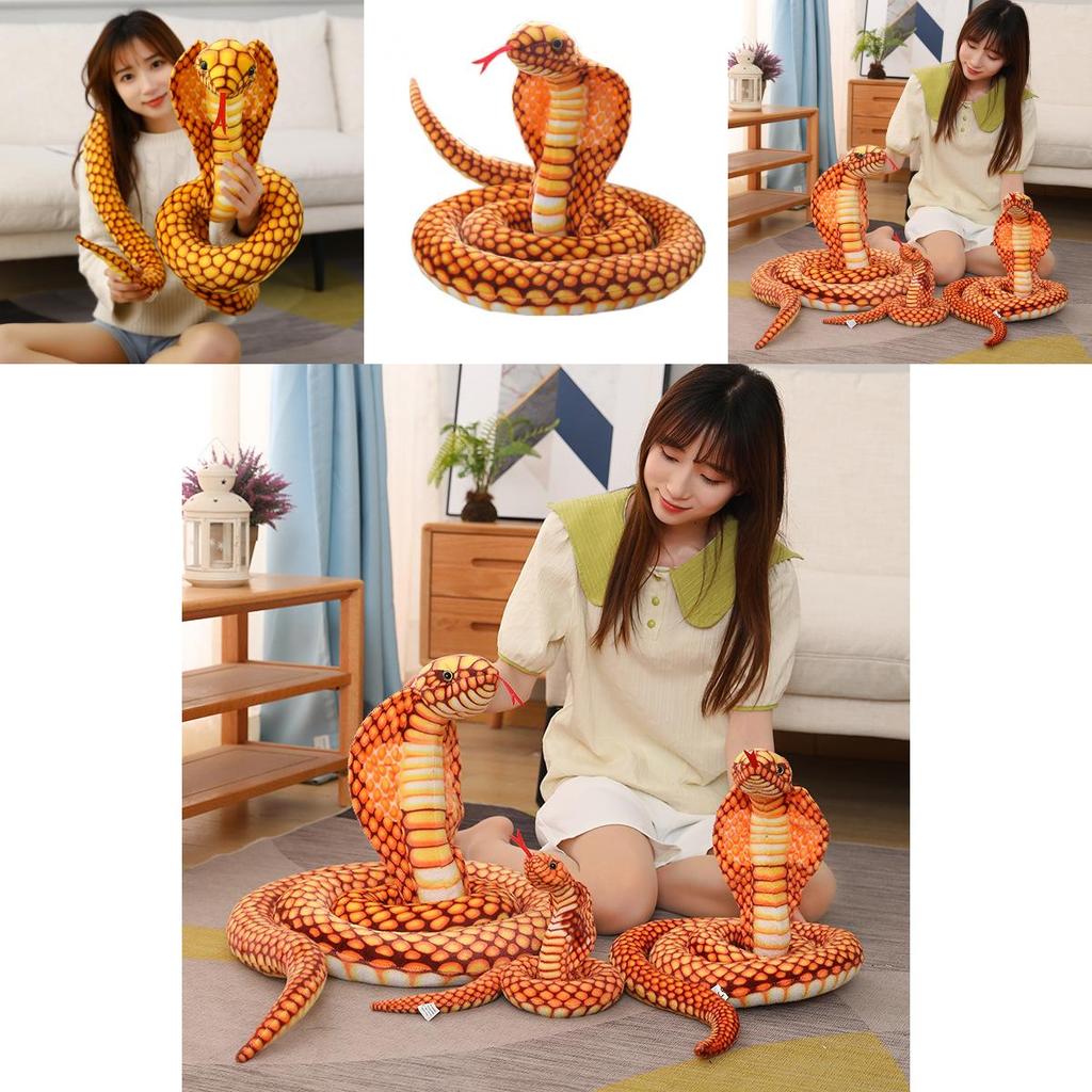 King Cobra Plush Toy With Super Soft Short Plush For Kids Educational Animal Play