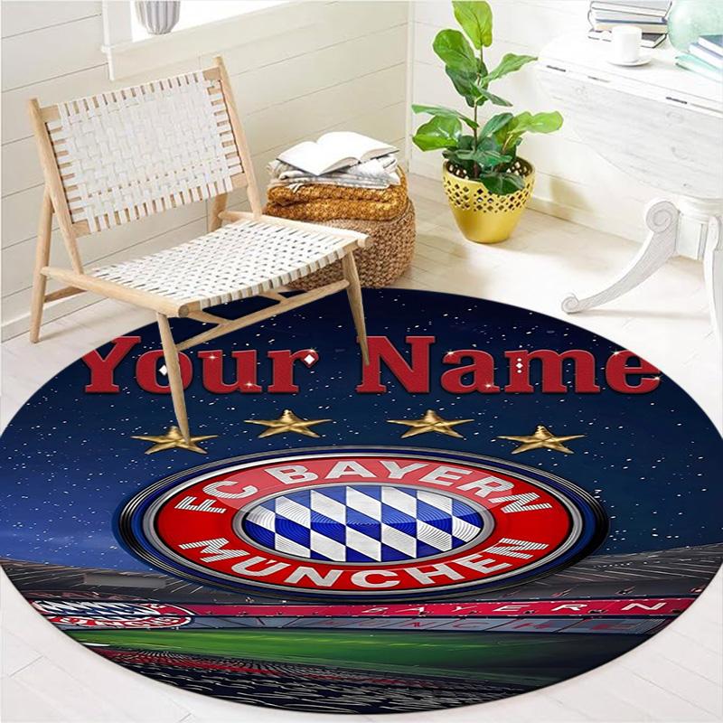 Bayern Munich Fan Gear Custom Name Round Area Rug Carpet Rug For Living Room Bedroom Sofa Playroom Decor Nonslip Floor Mat