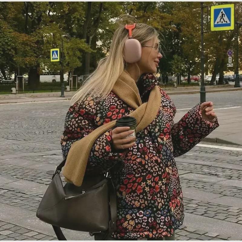 2024 Autumn/Winter European & American Women's Casual Printed Cotton Jacket