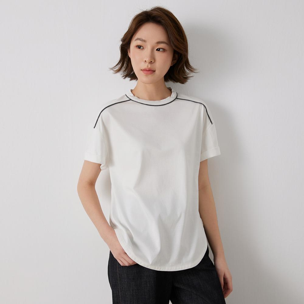 

Women s Light Luxury High-quality T-shirt with Contrasting Color Chain Details Pullover Style M
