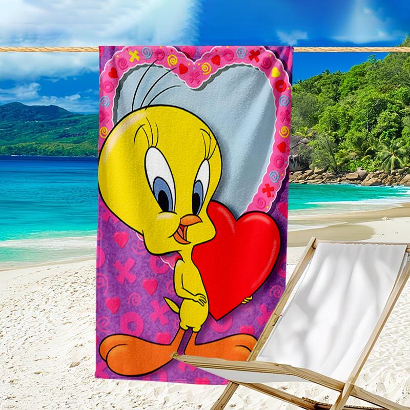 1pc Tweety3 Beach Towel, Beach and Seaside Swimming Pool Equipment, Fashion Pattern, Rectangular, Travel Essentials