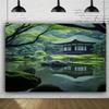 [1 Japanese Garden Background Banner] Japanese Garden Background Banner Polyester Material Wall Decorative Item