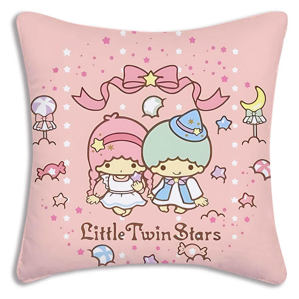 Littletwinstars Sanrios Pillow Covers Cartoon Sofa Decorative Home Double-Sided Printing Short Plush Cute Cushion Cover