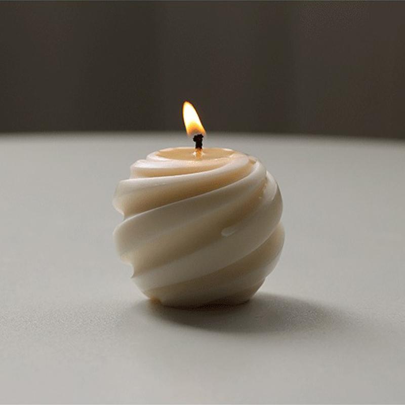 3D Spiral Spherical Silicone Candle Mold Hand Rotating Ball Crafts Gypsum Resin Casting Mold DIY Chocolate Ice Cake Baking Tools