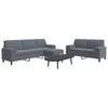 Vidaxl 3-Cz. Sofa Set With Cushions, Dark Grey, Velvet