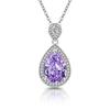 925 Sterling Silver Elegant Clear Ice Flower Cut Water Drop Shaped Crystal Zircon Necklace Birthday Anniversary Wedding Gift
