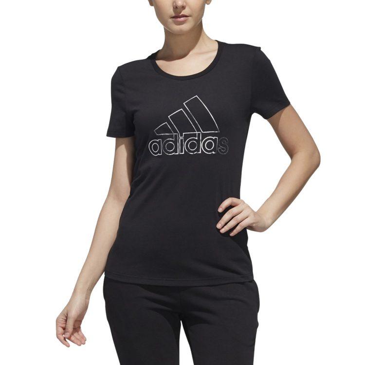 Adidas T Shirts Women's Black Crew Neck Moderate Straight Fit DY8680