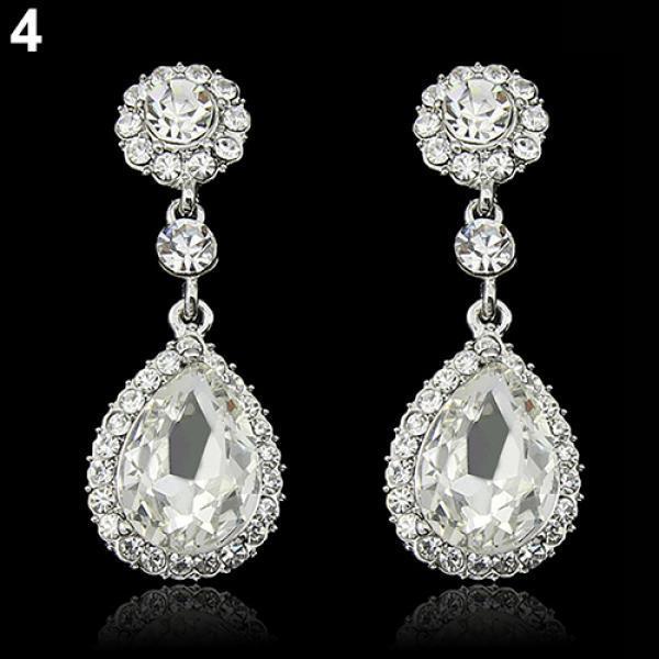 

Женские роскошные серьги-гвоздики с каплевидной люстрой и стразами, ювелирные изделия в подарок белый