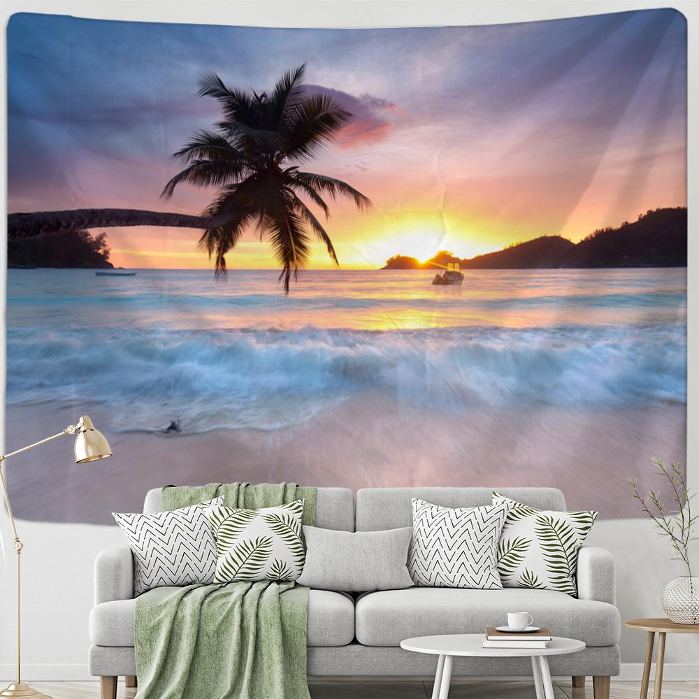 Fenster-Waldblick-Wandteppich, Wandbehang, Polyester-Decke, psychedelischer Hippie-Boho-Stil, Wohnzimmer-Dekoration