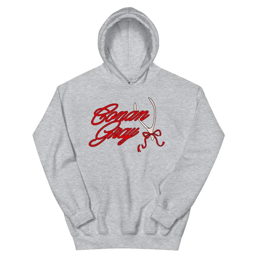 CONAN GRAY RED RIBBON WISHBONE HOODIE Winter Fleece Hooded Sweatshirts Graphic Men Women Clothing Fashion Hoodies