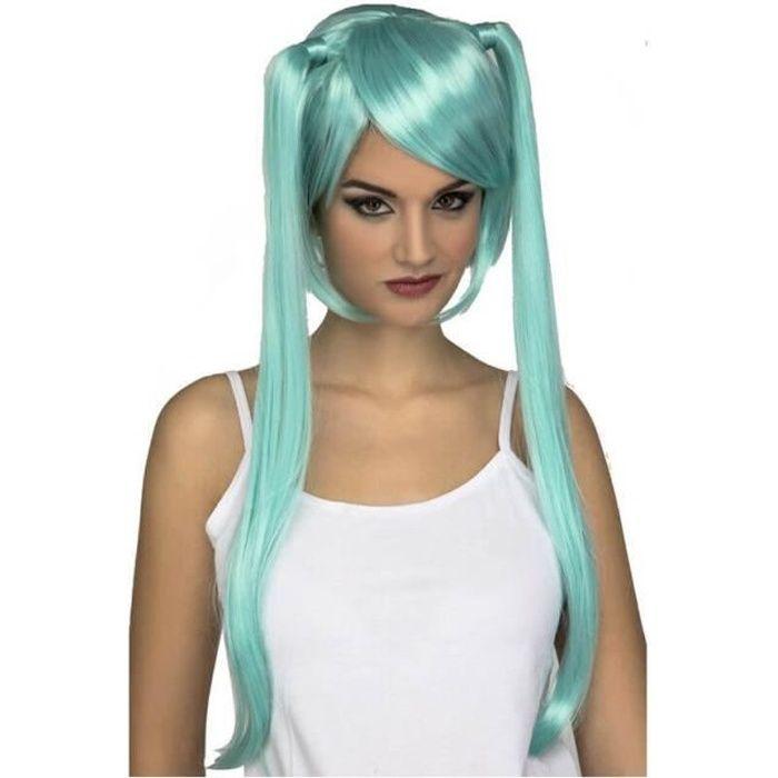 Perruque Manga Bleue - Disfrazzes - Couettes Larges - Femme Adulte - Intérieur