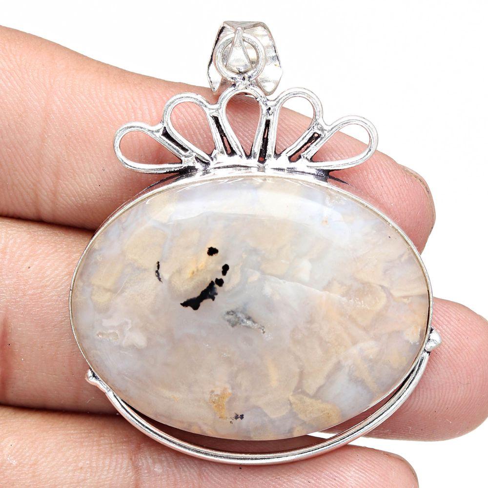 Pendant Montana Agate Gemstone Handmade Gift For Her Silver Jewelry 2"