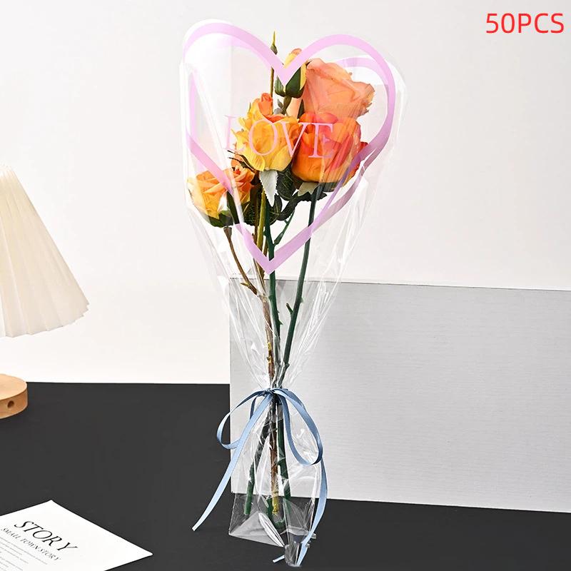 Transparent Rose Packaging Bags Flower Bouquet Plastic Bag Bouquet Wrapping Paper One Straight Bag Flower Packagin