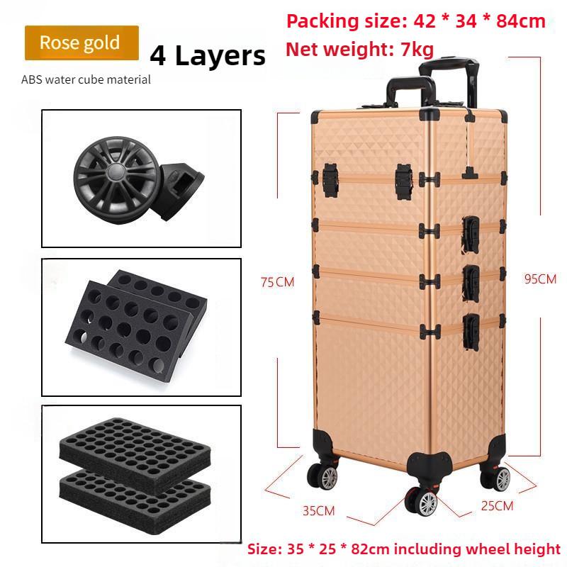 Large Capacity Cosmetic Case Trolley Portable Eyelash Nail Art and Tattoo Embroidery Toolbox Multi-layer Trolley Box